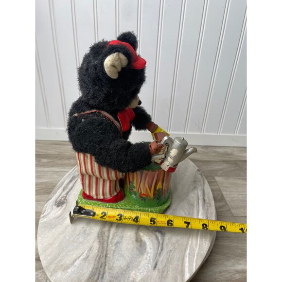 Rosko Maxwell Coffee Drinking Bear 1960s Japan Tin Toy MCM Nursery